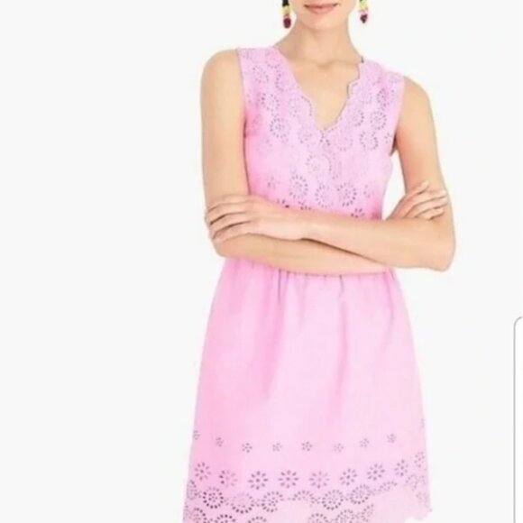 J. Crew Dresses & Skirts - J Crew Pink Border Eyelet Dress Size 8